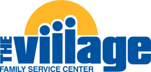 The Village Family Service Center logo links to more information on the page